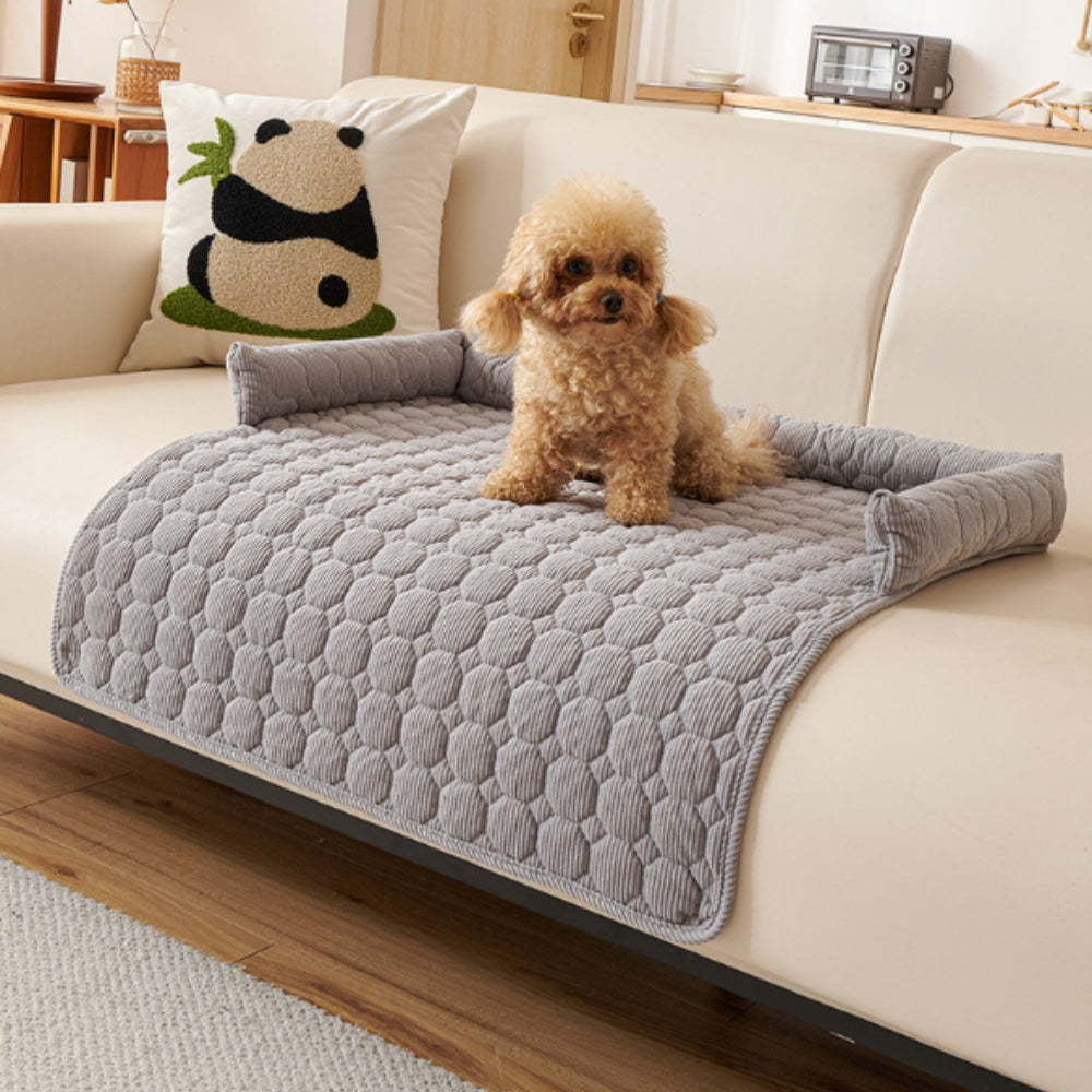 Canine Non-Slip Bolster Pet Quilted Bed - Soft Microfibre, 29.5"x29.5", view 7