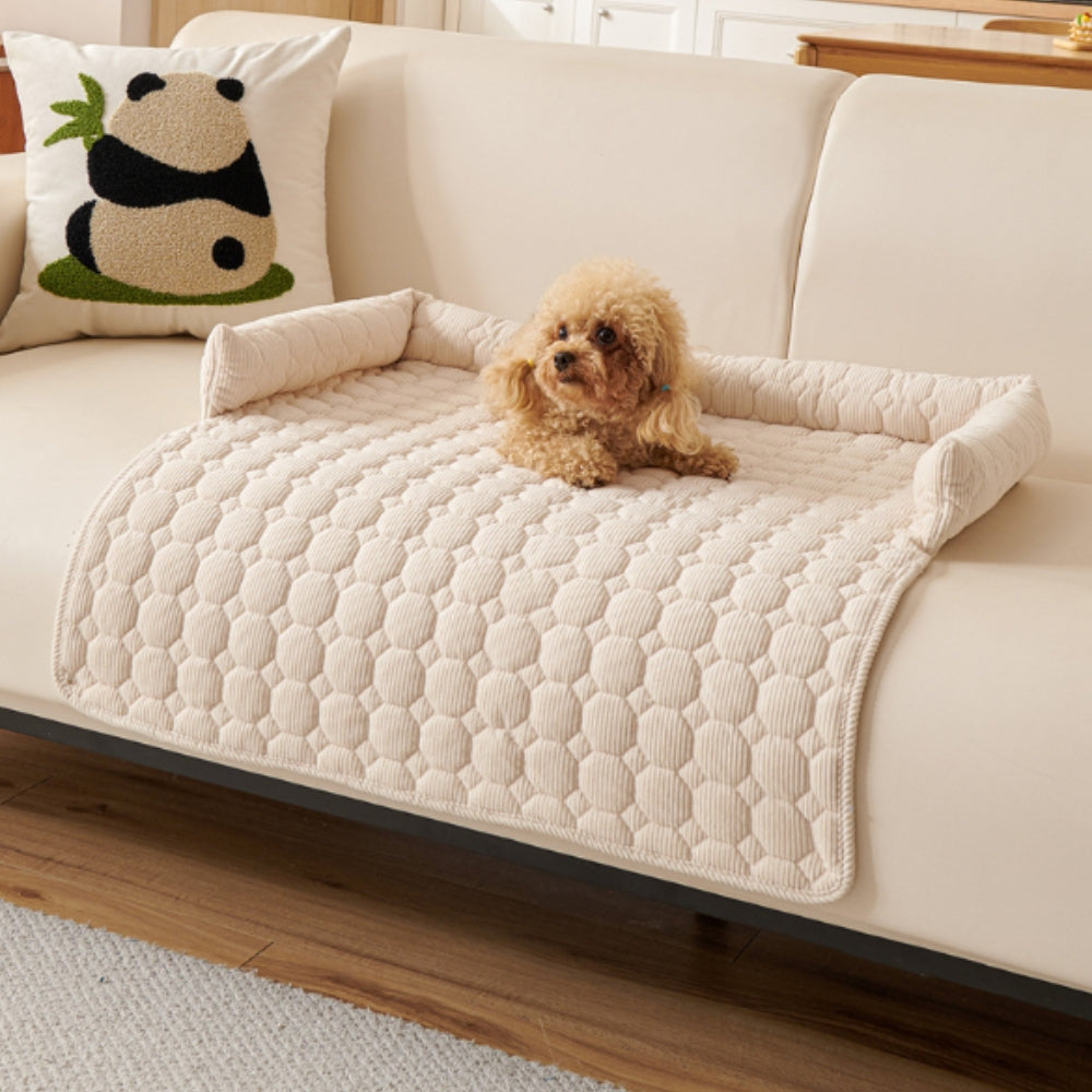 Canine Non-Slip Bolster Pet Quilted Bed - Soft Microfibre, 29.5"x29.5"