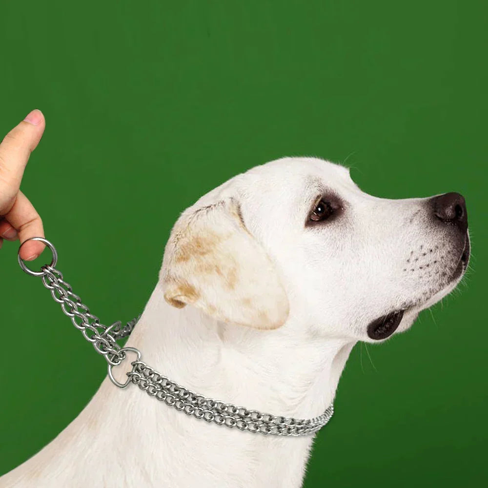 Stainless Steel Dog Training Necklace - Double Metal Chain, Choke Design, view 2