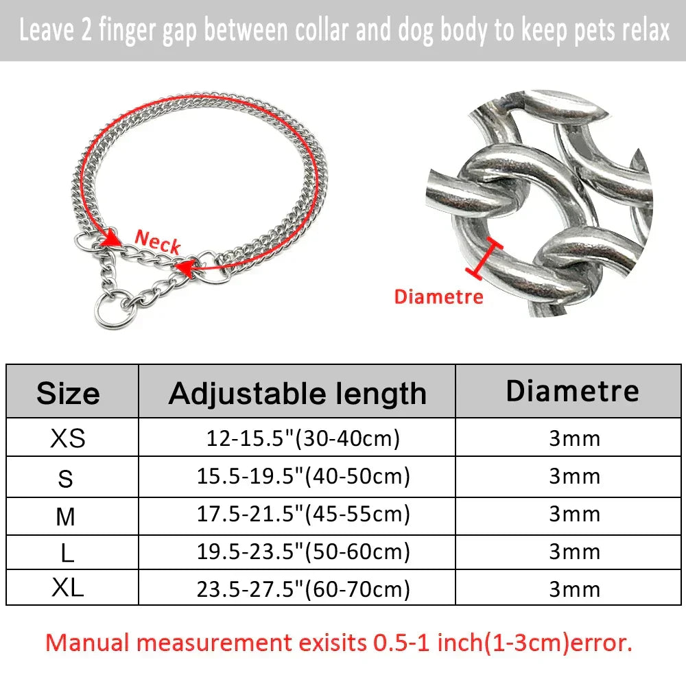 Stainless Steel Dog Training Necklace - Double Metal Chain, Choke Design, view 3