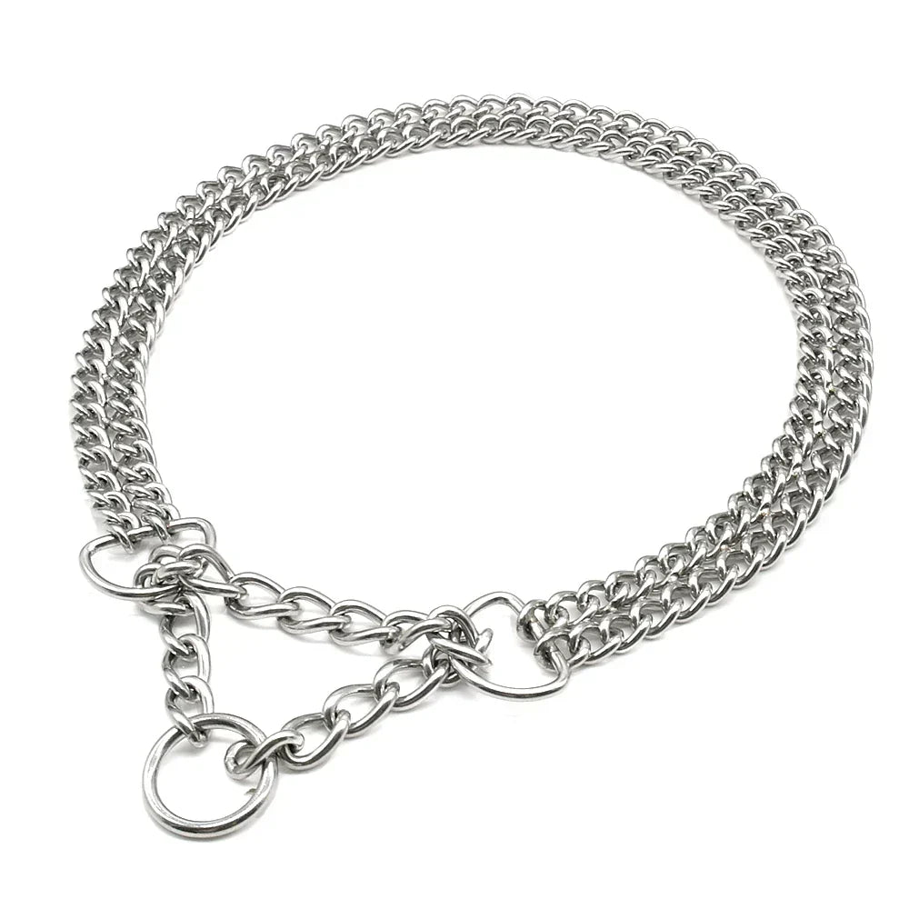 Stainless Steel Dog Training Necklace - Double Metal Chain, Choke Design, view 4