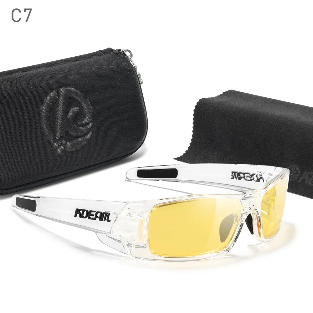 Photochromic Polarised TAC Sunglasses, Black Frame, 60 mm Lenses with Case