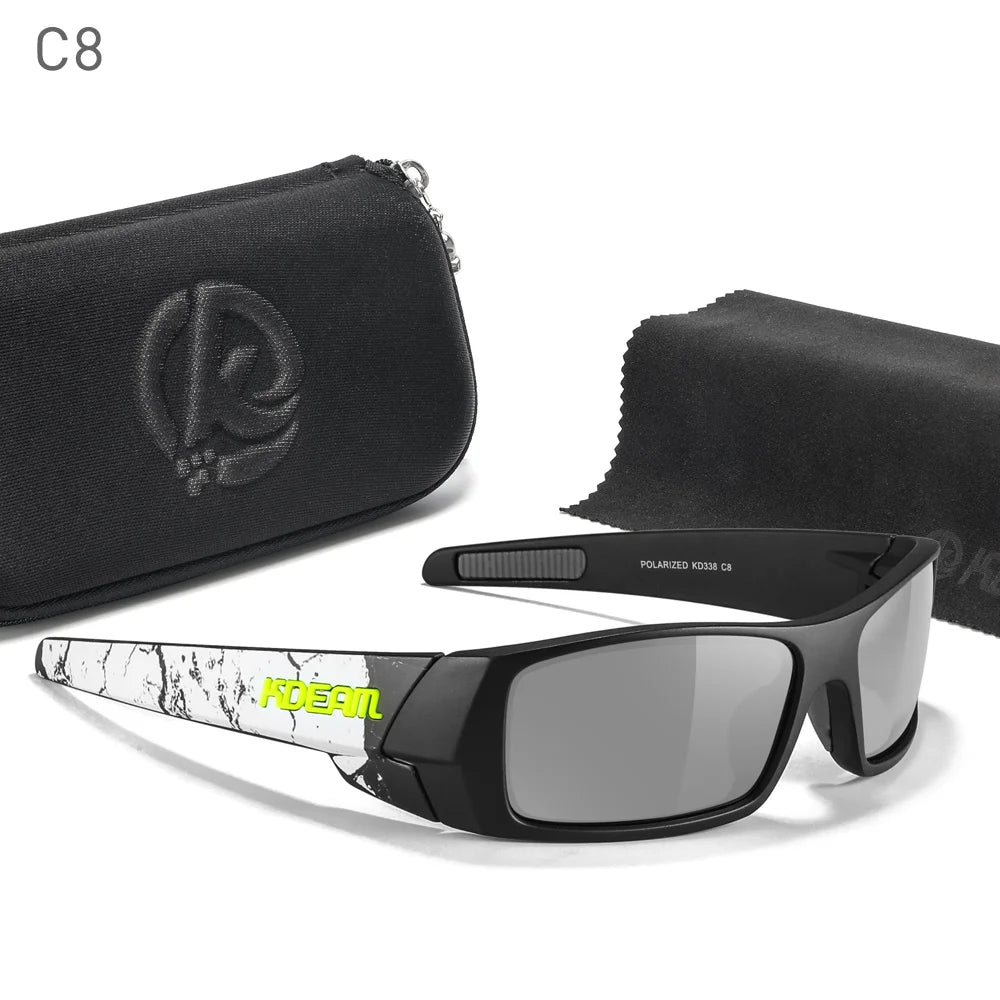 Photochromic Polarised TAC Sunglasses, Black Frame, 60 mm Lenses with Case