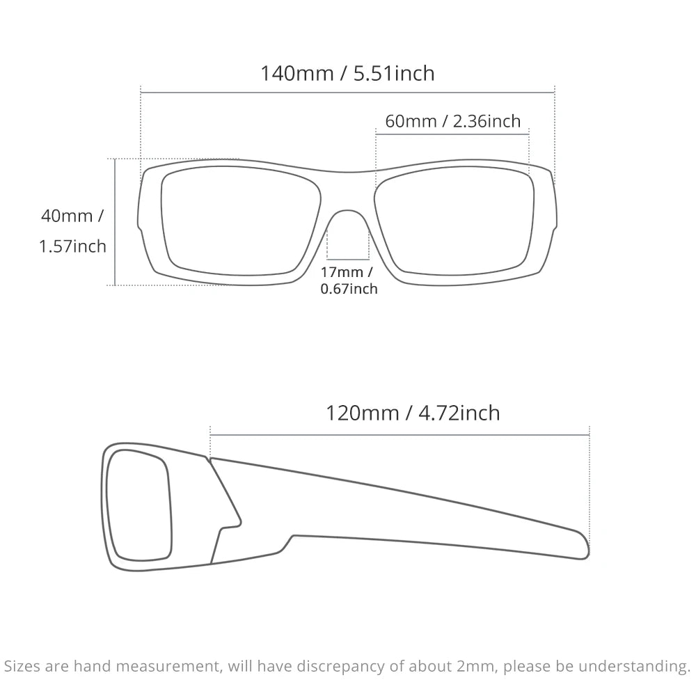 Photochromic Polarised TAC Sunglasses, Black Frame, 60 mm Lenses with Case