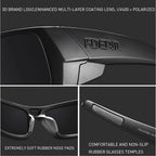 Photochromic Polarised TAC Sunglasses, Black Frame, 60 mm Lenses with Case