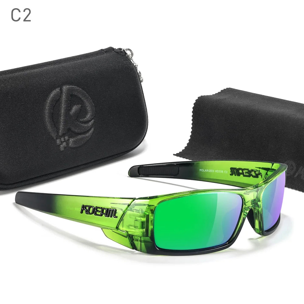 Photochromic Polarised TAC Sunglasses, Black Frame, 60 mm Lenses with Case