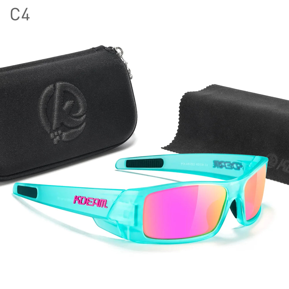 Photochromic Polarised TAC Sunglasses, Black Frame, 60 mm Lenses with Case
