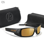 Photochromic Polarised TAC Sunglasses, Black Frame, 60 mm Lenses with Case