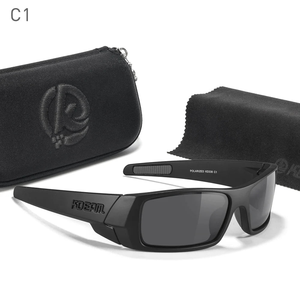Photochromic Polarised TAC Sunglasses, Black Frame, 60 mm Lenses with Case