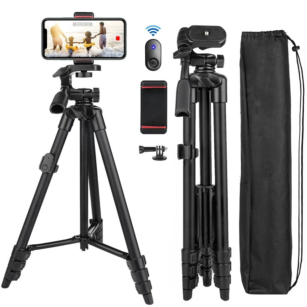 Extendable Phone Tripod with Bluetooth Remote - 140cm, Aluminium Alloy