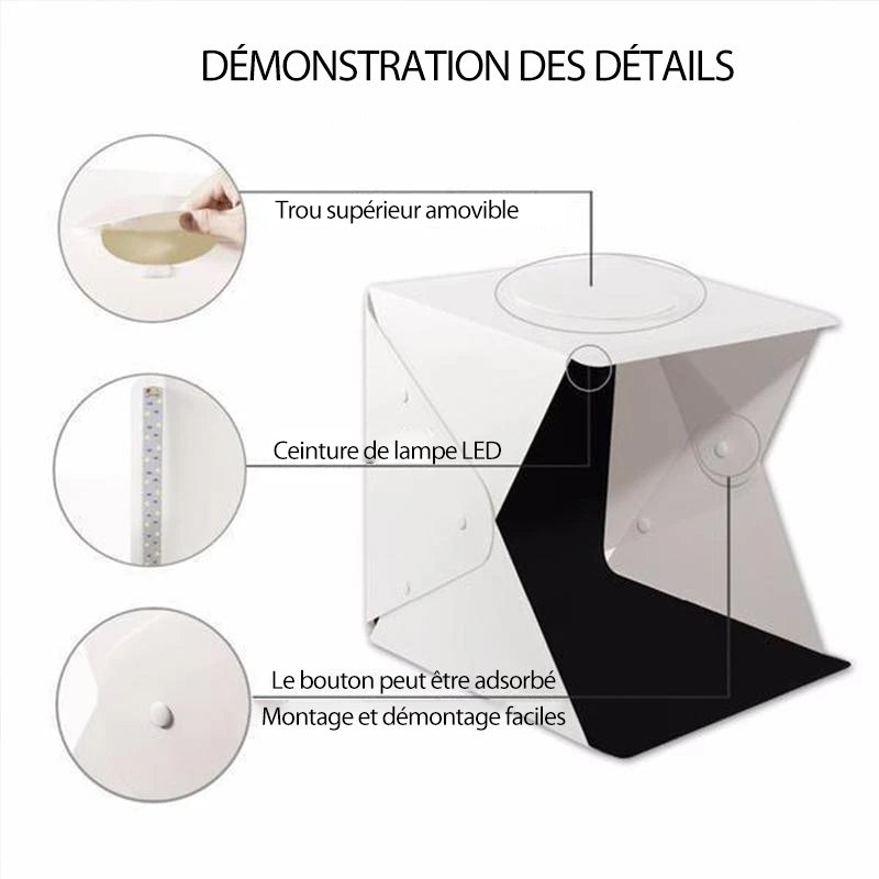 Home Studio Lightbox for Photography - Built-in LED, USB Powered, 13" x 13", view 2