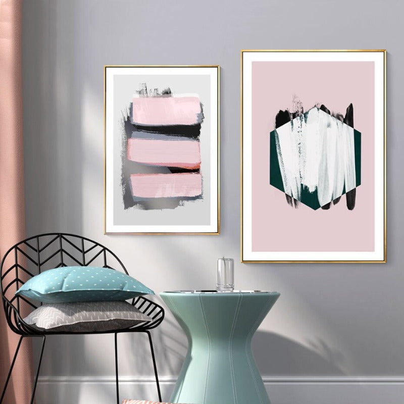 Elegant Pink Watercolor Ink Canvas Wall Art for Home Decor | Welvere-Welvere