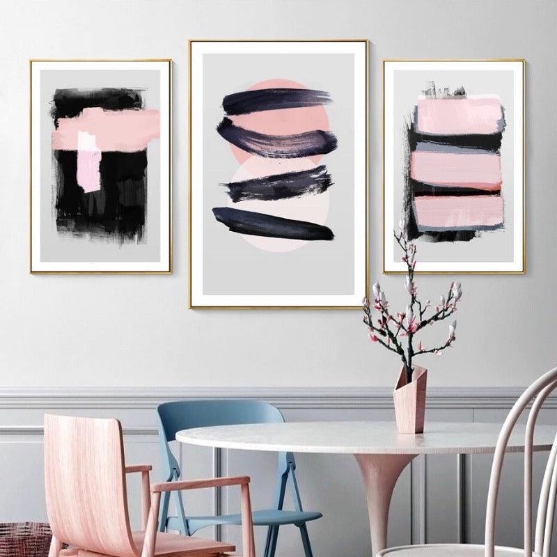 Elegant Pink Watercolor Ink Canvas Wall Art for Home Decor | Welvere-Welvere