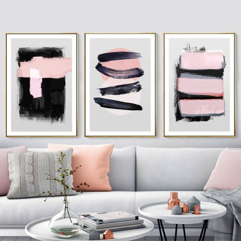 Elegant Pink Watercolor Ink Canvas Wall Art for Home Decor | Welvere-Welvere