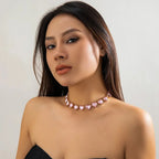 Pink Zircon Heart Choker Necklace in Gold Tone, 25cm with 15cm Extender