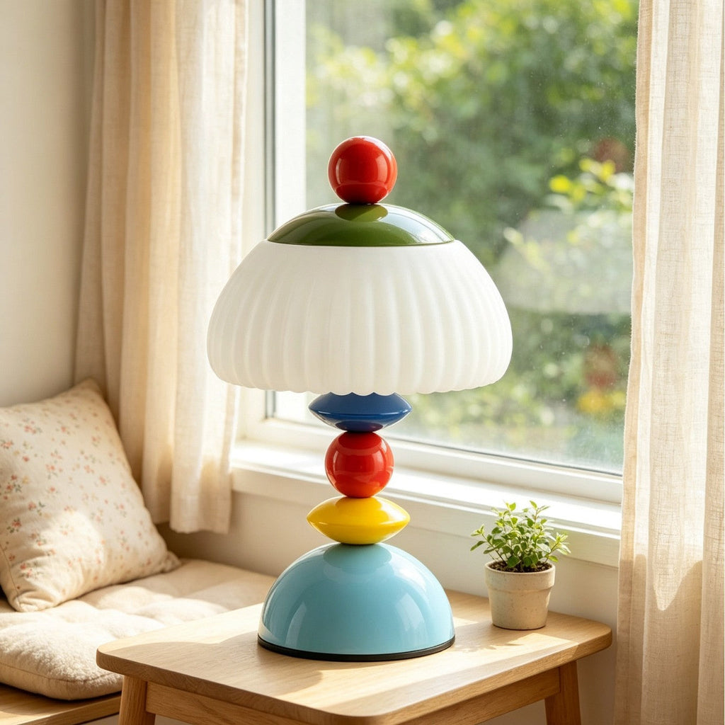 Playful Decorative Desk Lamp with Colourful Stacked Design