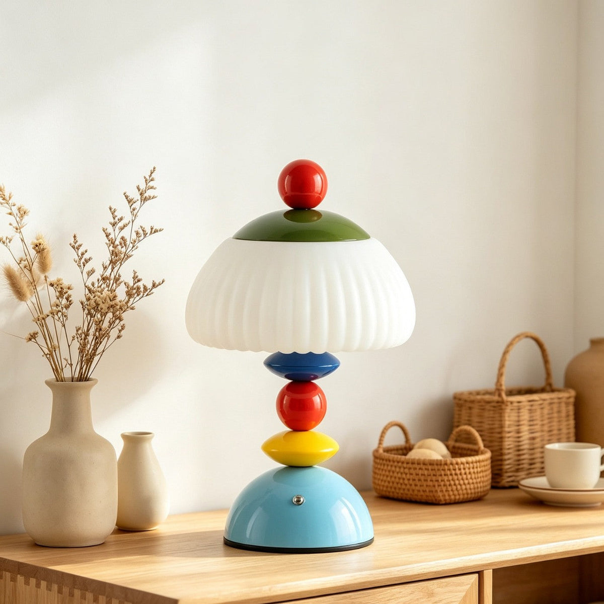 Playful Decorative Desk Lamp with Colourful Stacked Design