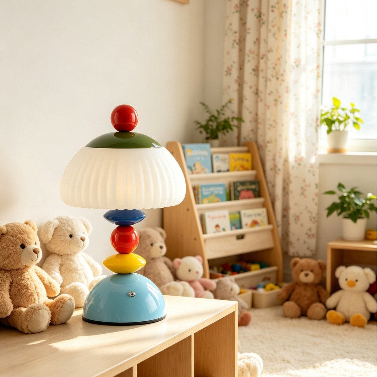 Playful Decorative Desk Lamp with Colourful Stacked Design