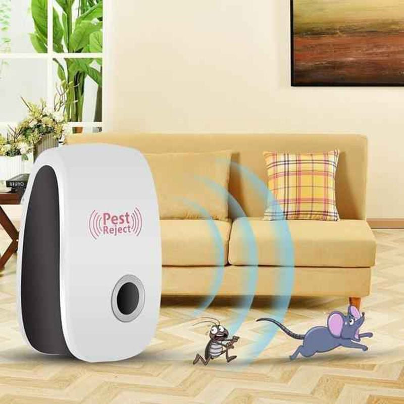 Plug-In Ultrasonic Insect Repellent, 22–65 kHz, White ABS