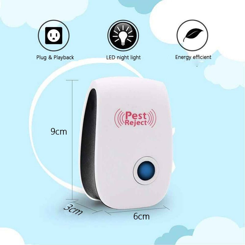 Plug-In Ultrasonic Insect Repellent, 22–65 kHz, White ABS