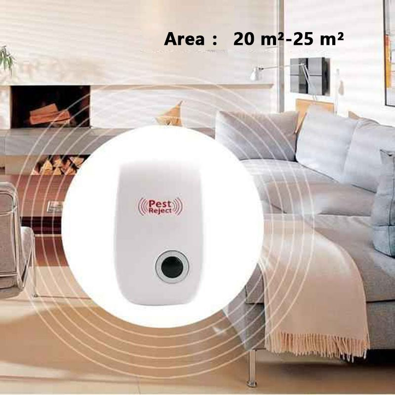 Plug-In Ultrasonic Insect Repellent, 22–65 kHz, White ABS