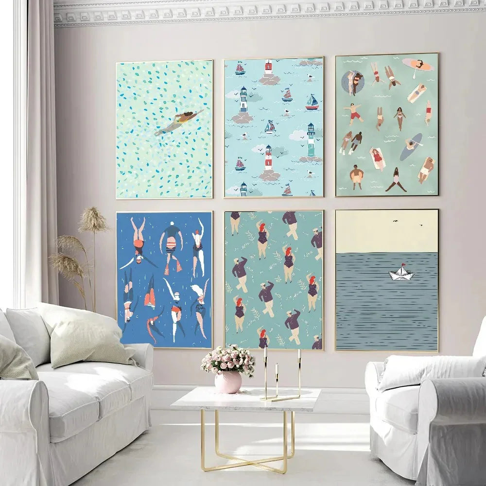 Plum Sea Surf Beach Poster-Welvere