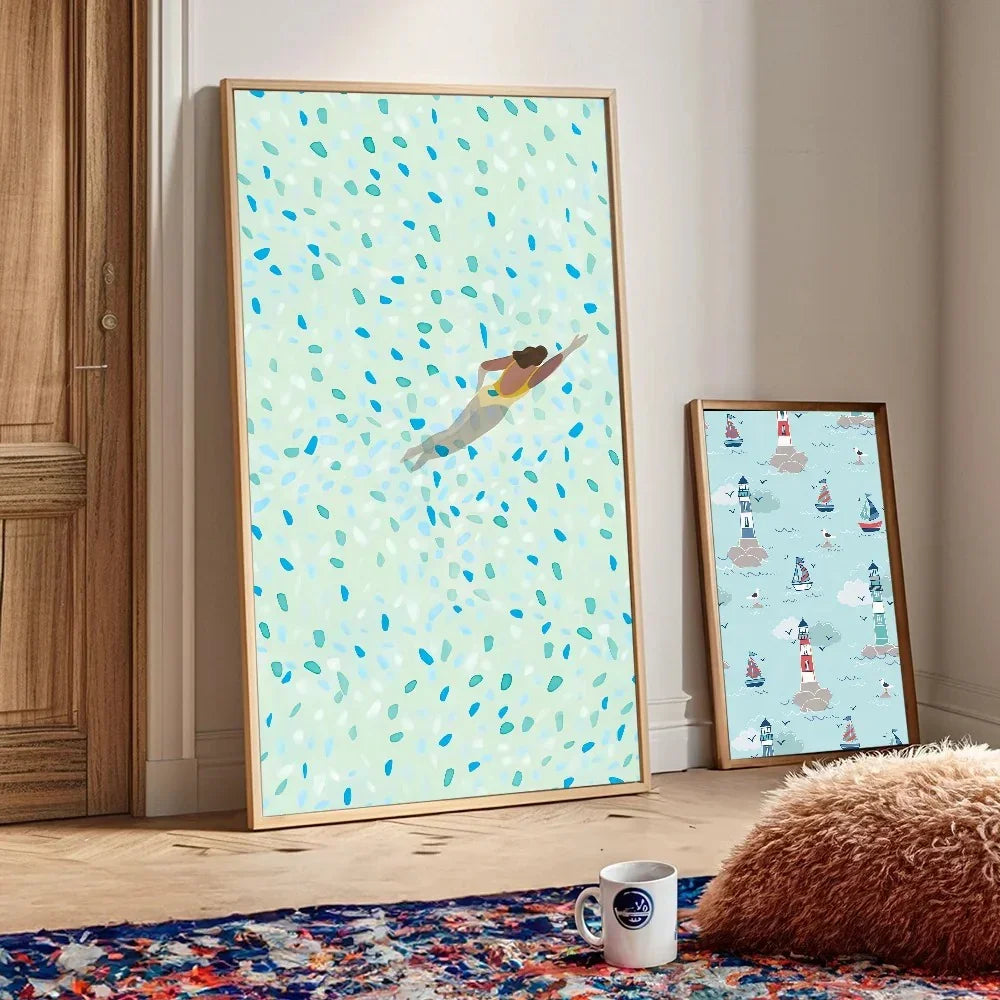 Plum Sea Surf Beach Poster-Welvere