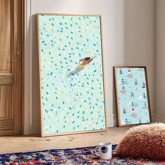 Plum Sea Surf Beach Poster-Welvere
