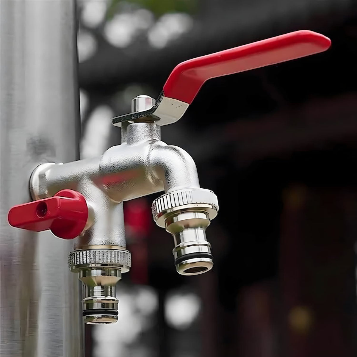 Double Water Tap Stainless Steel Outdoor - 2 Outlets, 1/2" BSP Thread, view 2