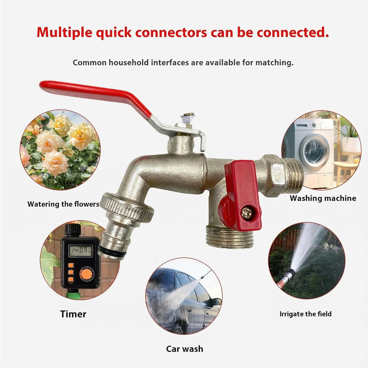 Double Water Tap Stainless Steel Outdoor - 2 Outlets, 1/2" BSP Thread, view 5
