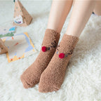Plush Coral Fleece Christmas Socks with Gift Box