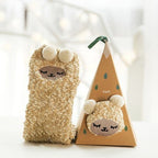 Plush Coral Fleece Christmas Socks with Gift Box