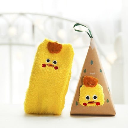 Plush Coral Fleece Christmas Socks with Gift Box