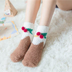 Plush Coral Fleece Christmas Socks with Gift Box