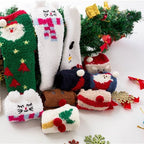 Plush Coral Fleece Christmas Socks with Gift Box