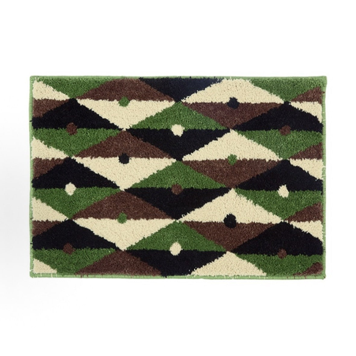 Plush Geometric Bathroom Mat with Absorbent Fibres and Non-Slip Backing