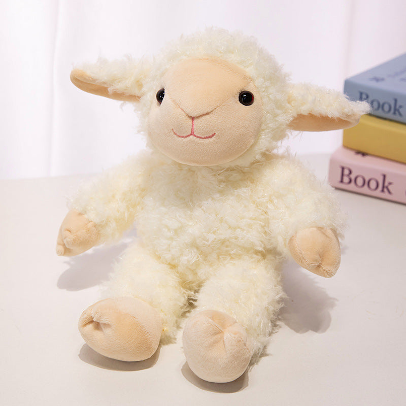 Plush Lamb Soft Toy with Faux Fur and Embroidered Features, 9 inch
