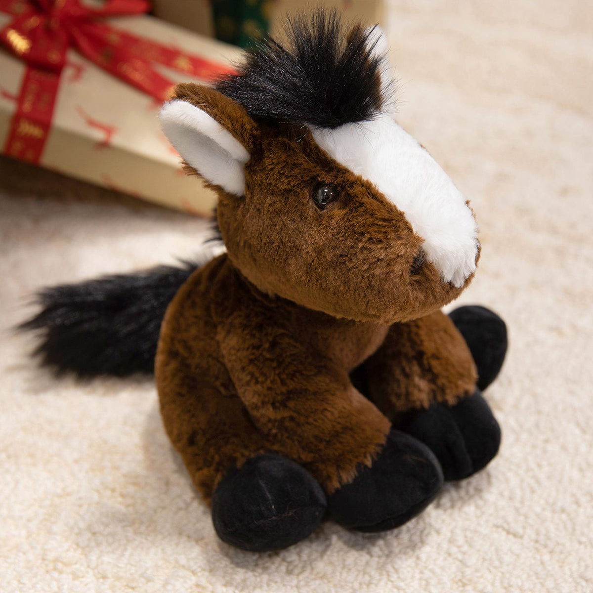 Plush Lamb Soft Toy with Faux Fur and Embroidered Features, 9 inch