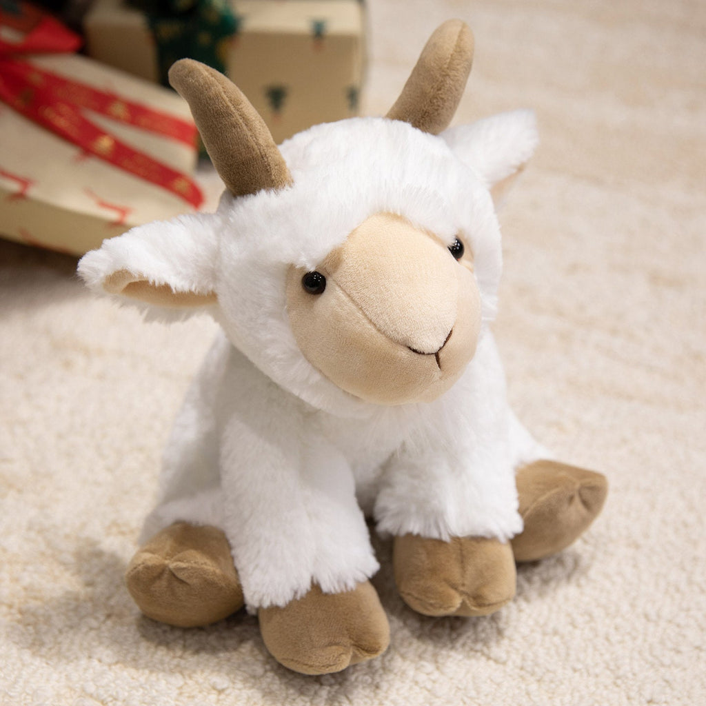 Plush Lamb Soft Toy with Faux Fur and Embroidered Features, 9 inch