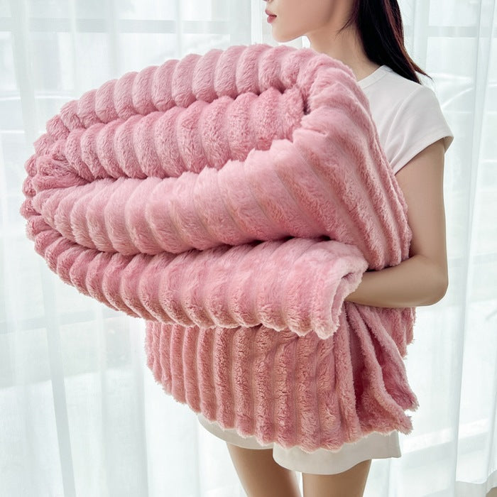 Plush Ribbed Throw Blanket