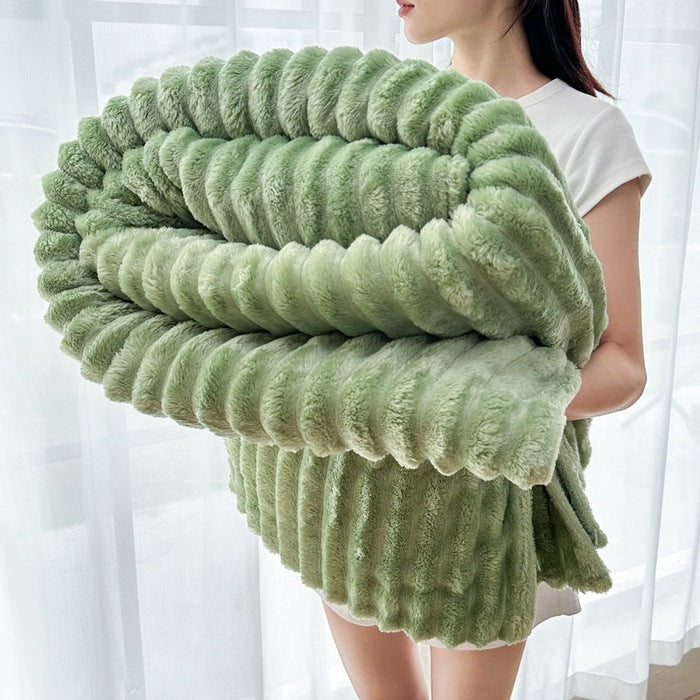 Plush Ribbed Throw Blanket