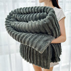 Plush Ribbed Throw Blanket