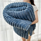 Plush Ribbed Throw Blanket