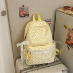 Polka Dot Patterned Backpack with Padded Adjustable Straps