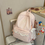 Polka Dot Patterned Backpack with Padded Adjustable Straps