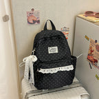 Polka Dot Patterned Backpack with Padded Adjustable Straps