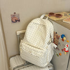 Polka Dot Patterned Backpack with Padded Adjustable Straps