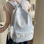 Polka Dot Patterned Backpack with Padded Adjustable Straps