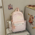 Polka Dot Patterned Backpack with Padded Adjustable Straps