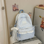 Polka Dot Patterned Backpack with Padded Adjustable Straps